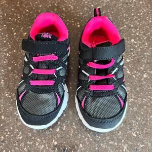 DANSKIN Little GIRLS ATHLETIC SCHOOL SHOES Sz 8 BLACK PINK CASUAL LIGHT sneakers